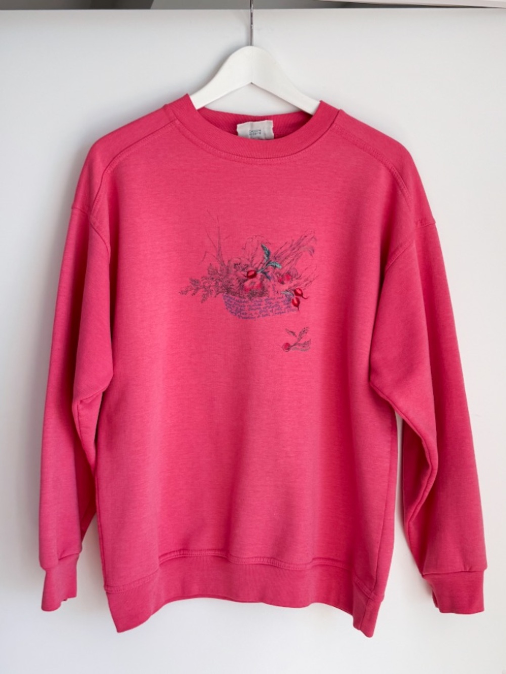 Vtg 90s Northern Reflections Veggie Soup Recipe Sweatshirt Embroidered Pink - Picture 1 of 12